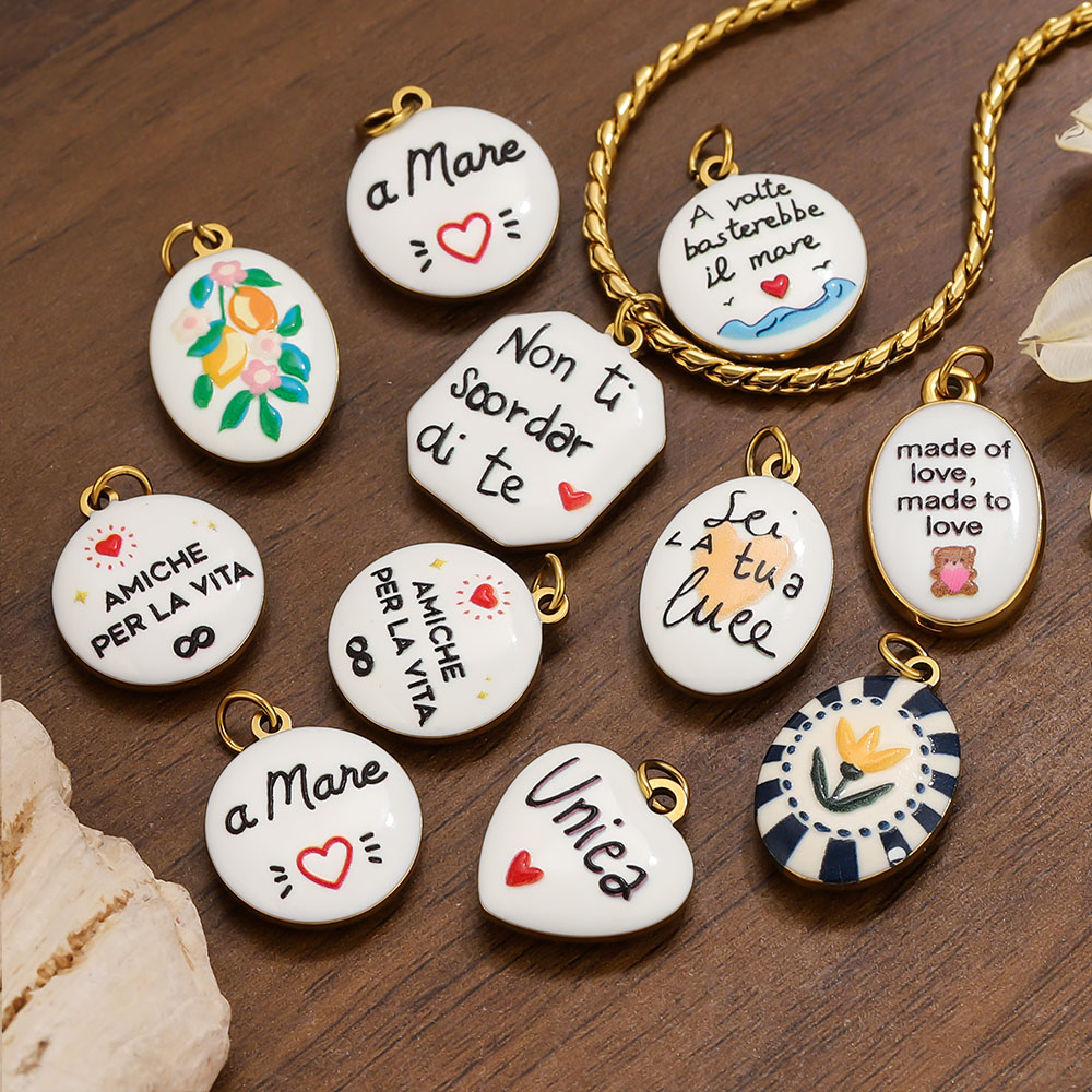 Jewelry Making Quotes - 2 stuks roestvrijstalen dubbelzijdig bedrukte Italiaanse