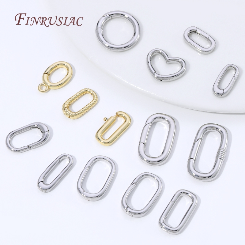 Jewelry Making Rings - 18K vergulde ovale veerring sluitingen, paperclip
